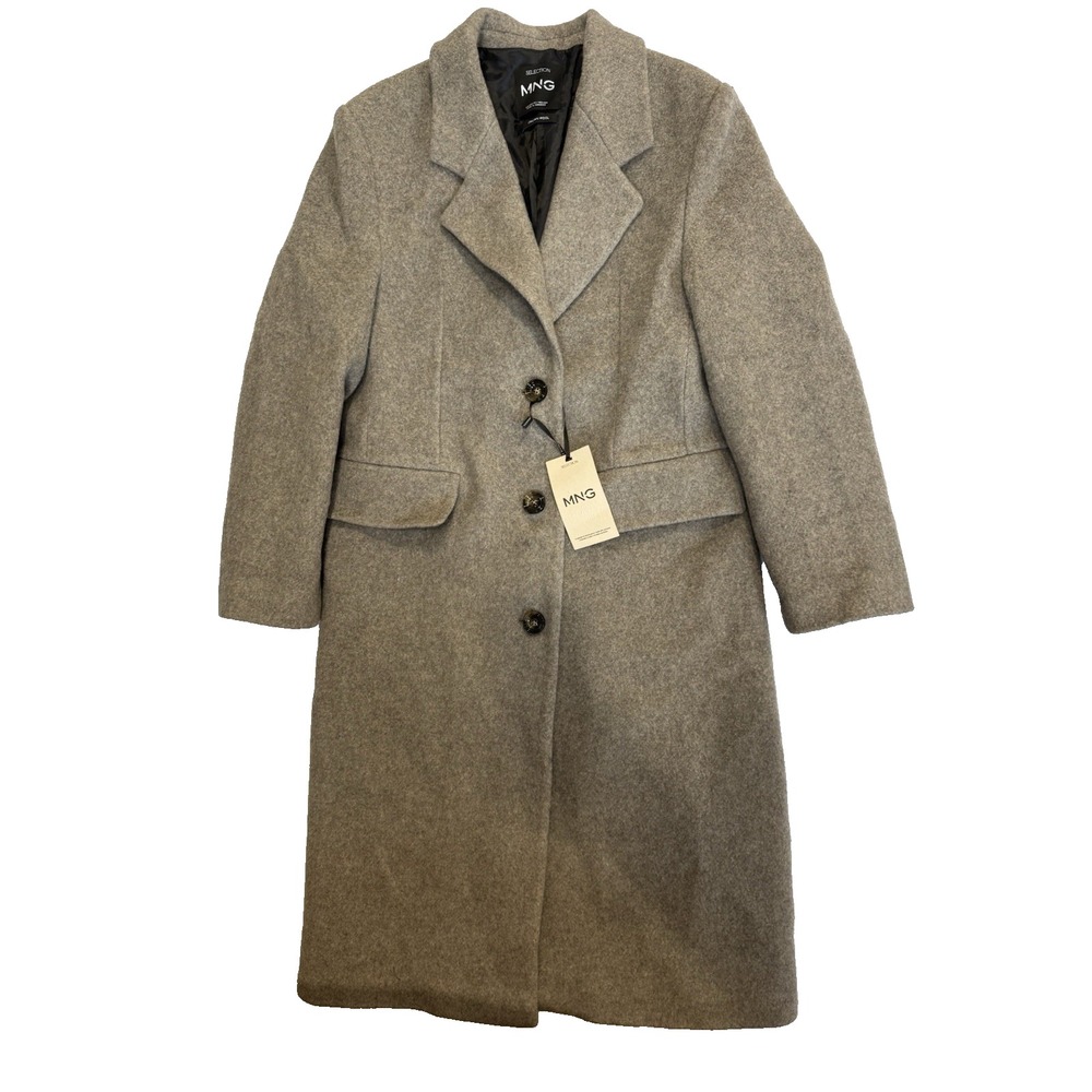 MANGO MNG Women's Wool Overcoat Medium Brown Size XS NEW - Picture 6 of 8